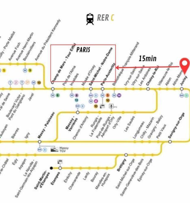 Superbe Appart Entier Au Pied De La Gare Rer, A 15 Min De Paris & Orly 奥尔日河畔于维西 外观 照片